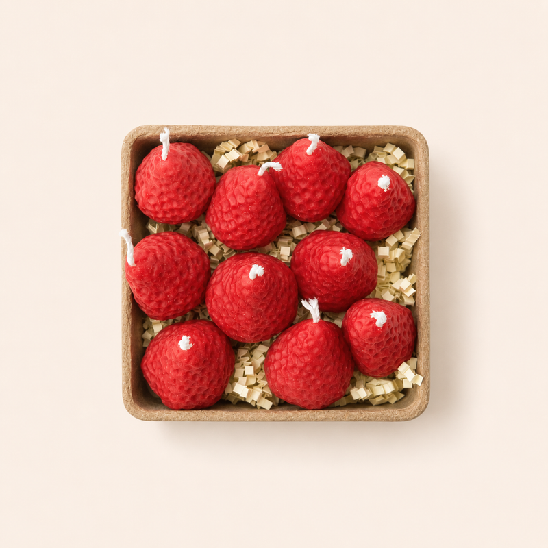 Strawberry Candles | Pack of Eight-zoom-