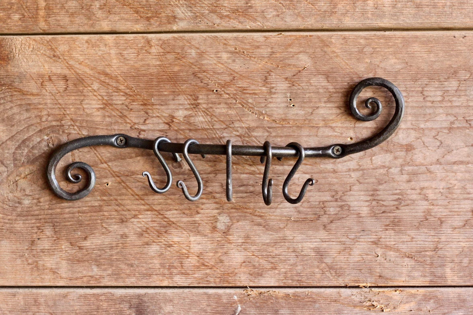 Scrolled Pot & Pan Holder | Wall Rack (5 Hooks)-2