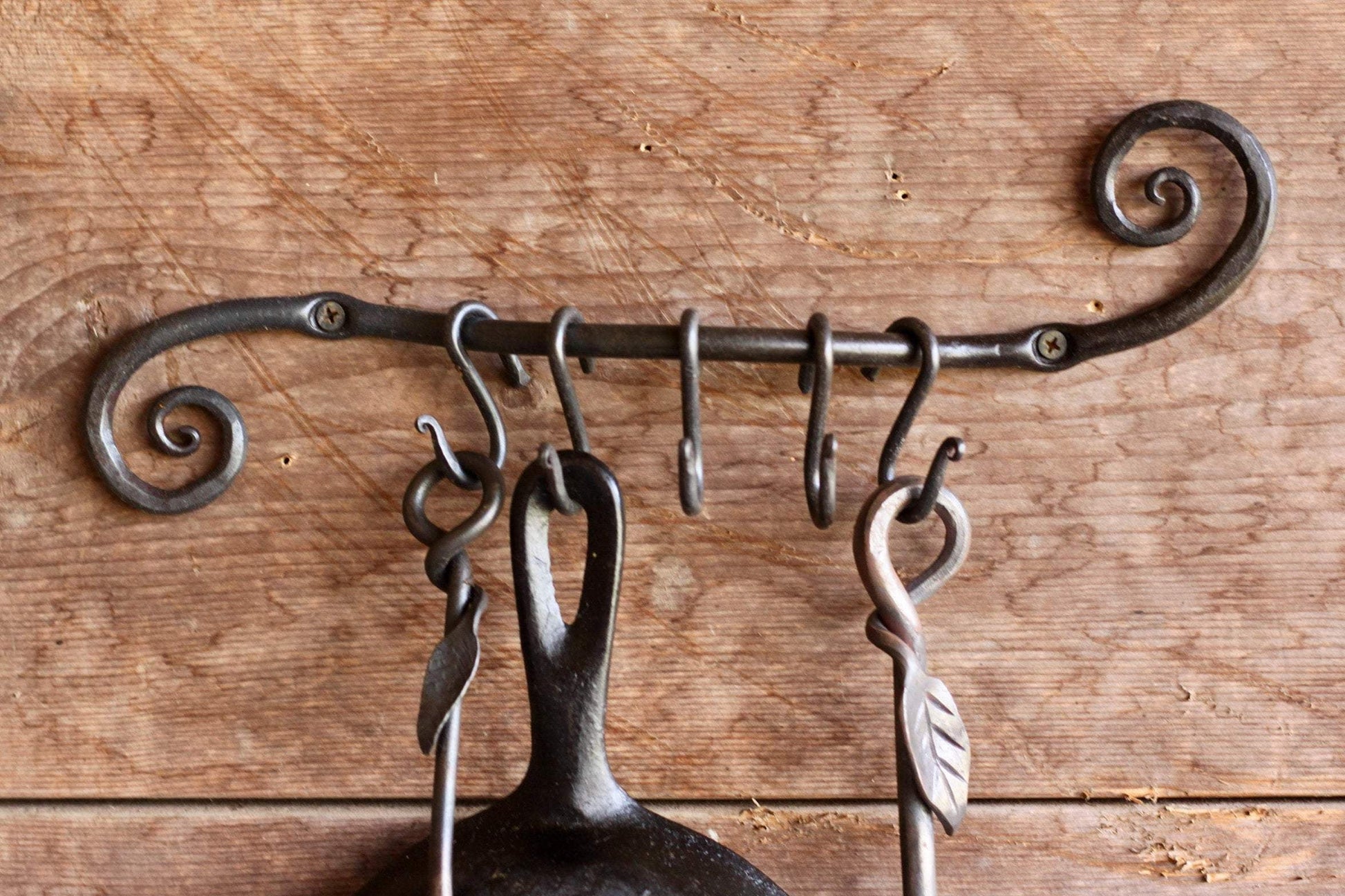Scrolled Pot & Pan Holder | Wall Rack (5 Hooks)-3