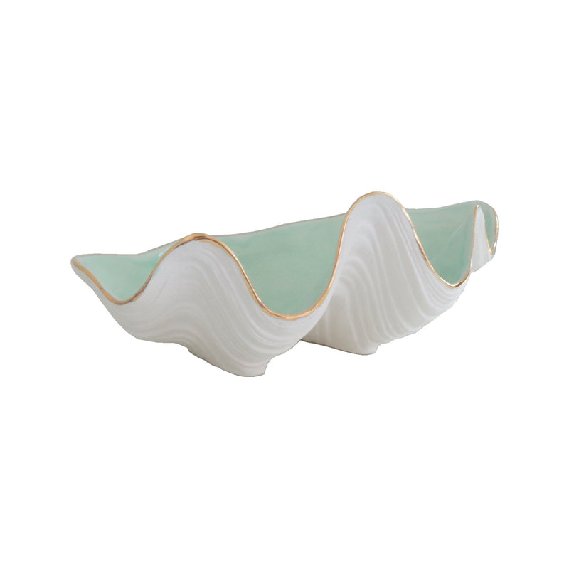 Clam Shell Bowl with 22K Gold Accent-zoom-