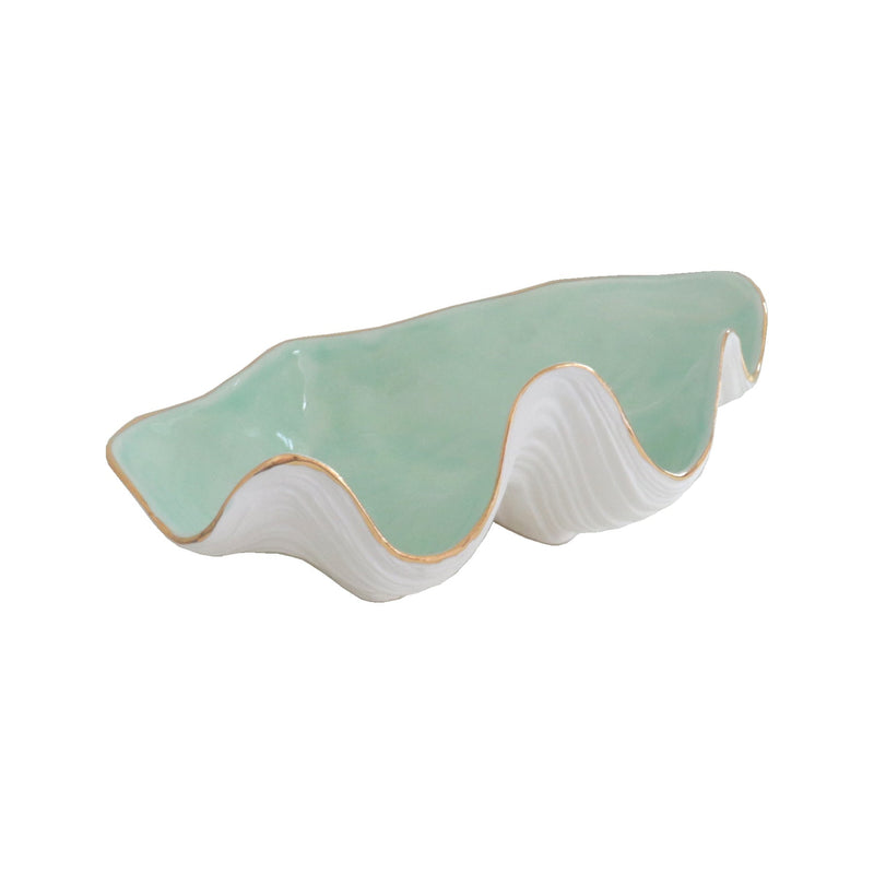 Clam Shell Bowl with 22K Gold Accent-zoom-