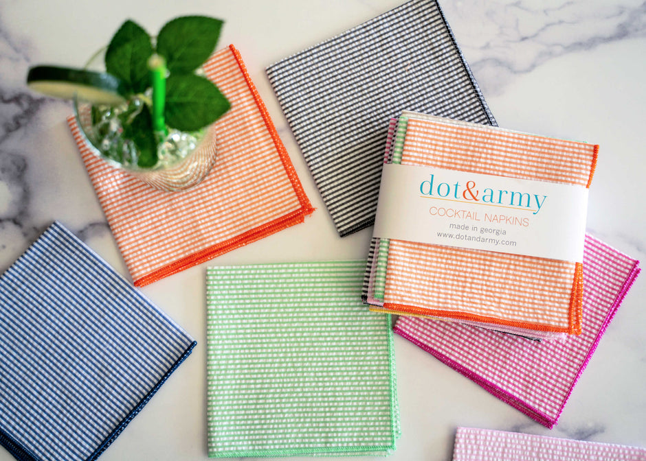 Seersucker Cocktail Napkins | Set of Four