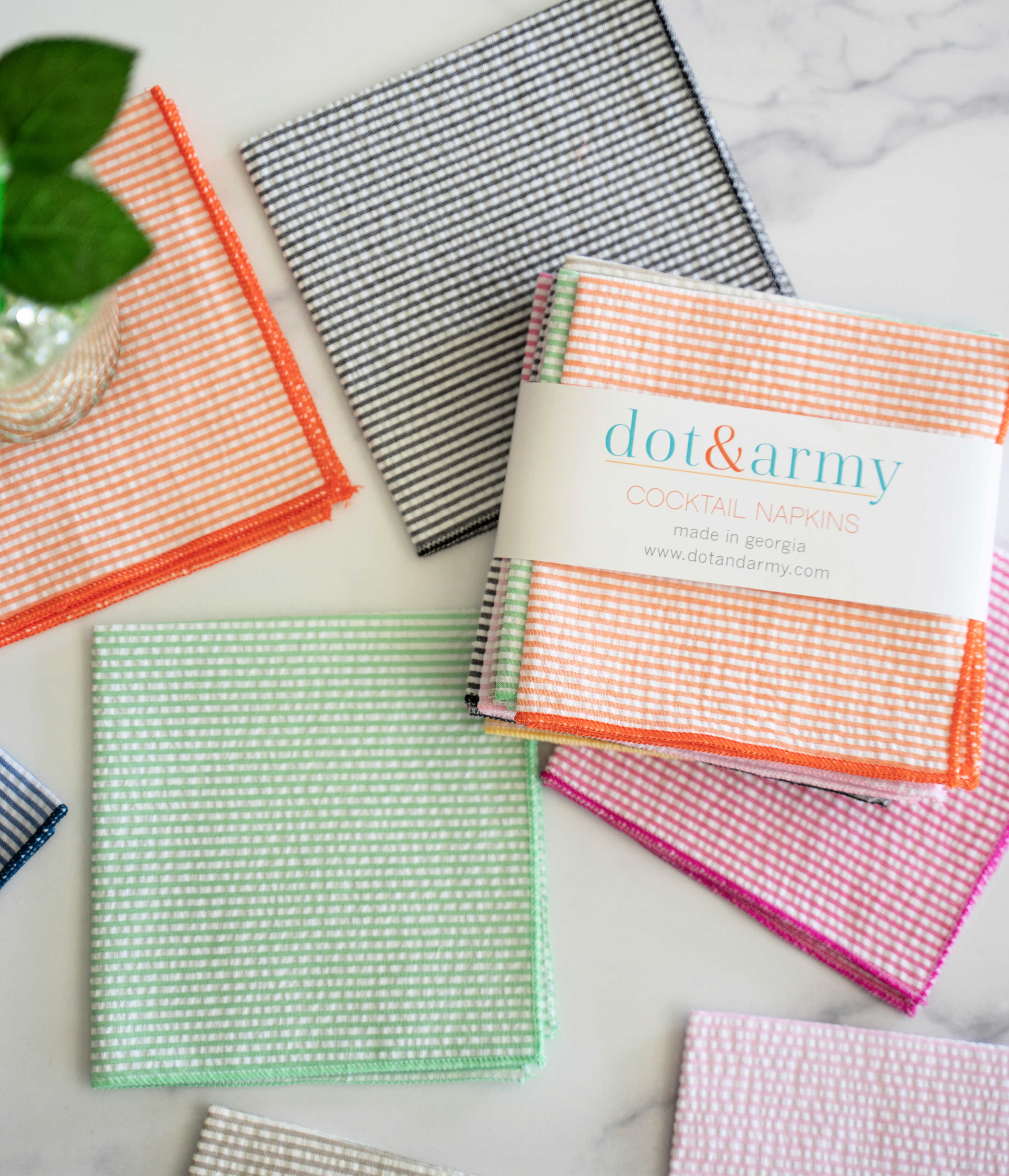 Seersucker Cloth Napkins - Vibrant, Easy-Care | Set of Eight-zoom-3