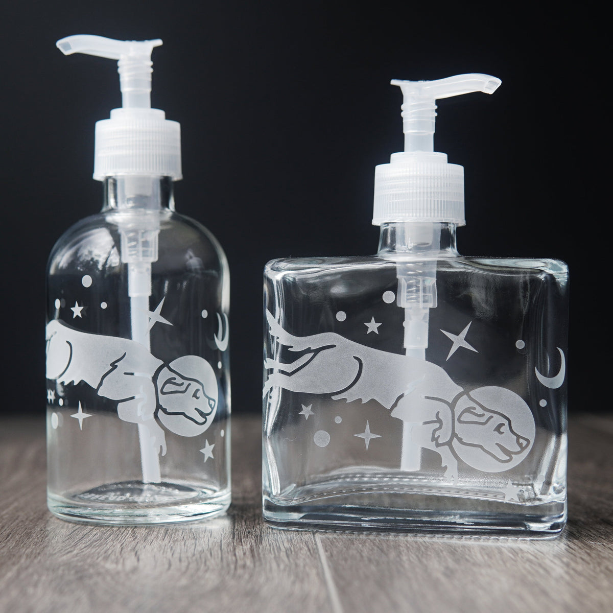 Space Dog Soap Dispenser | Recycled Glass Pump Bottle-2