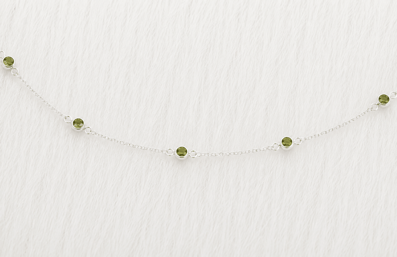 August Birthstone Peridot Bracelet | Sterling Silver & Gold Gemstone Jewelry-zoom-