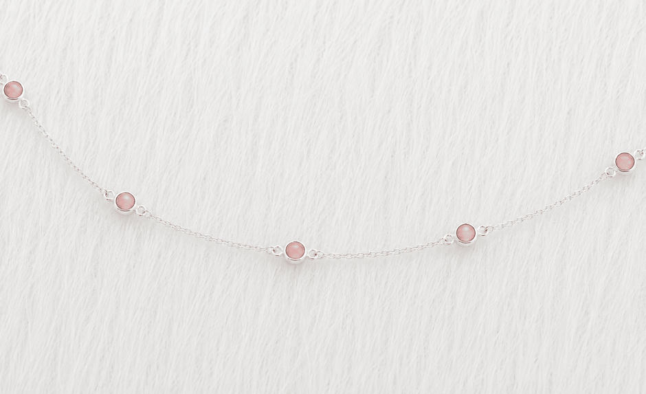 October Birthstone Pink Opal Bracelet | Sterling Silver & Gold Gemstone Jewelry - Aware House