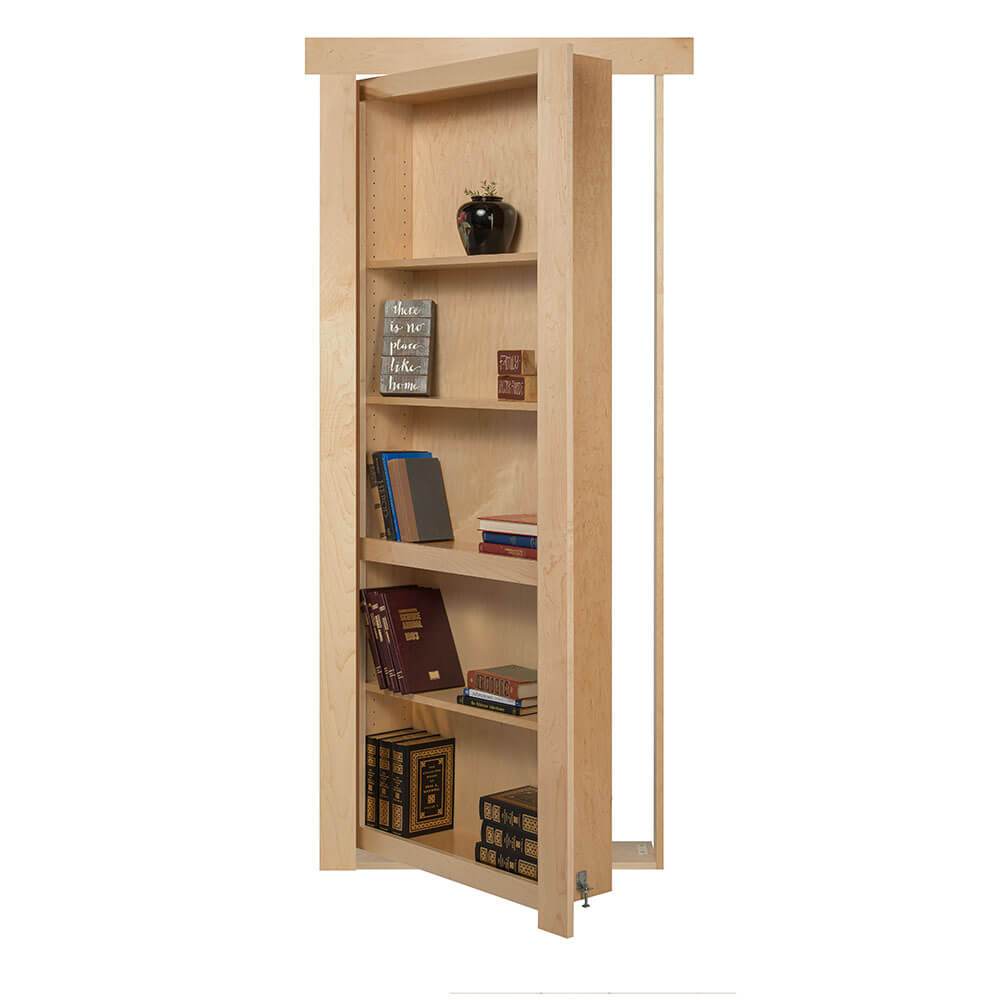 Single Flush Mount Maple Hidden Bookcase Door-2
