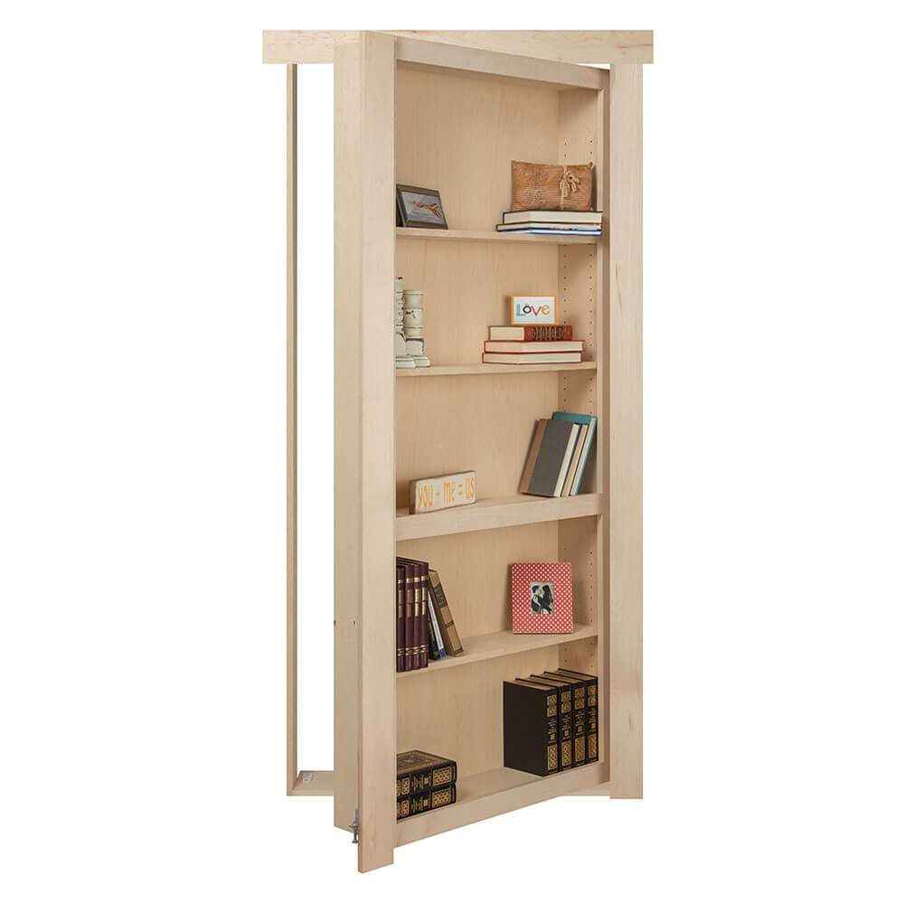 Single Flush Mount Maple Hidden Bookcase Door-zoom-1