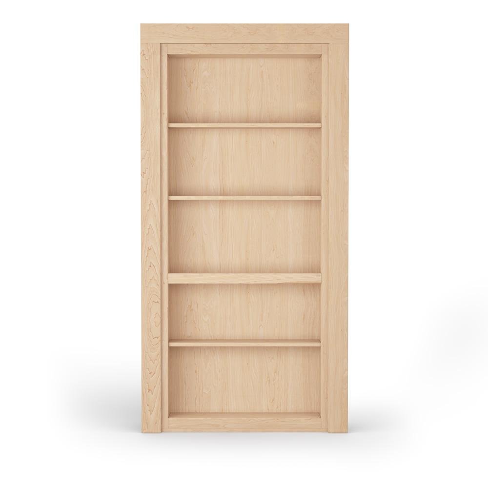 Single Flush Mount Maple Hidden Bookcase Door-13