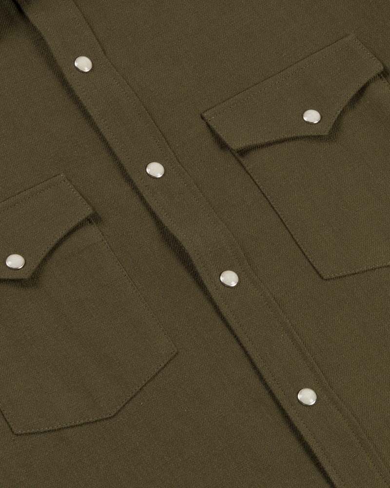 Slub Cotton Olive Drab Men's Shirt-zoom-