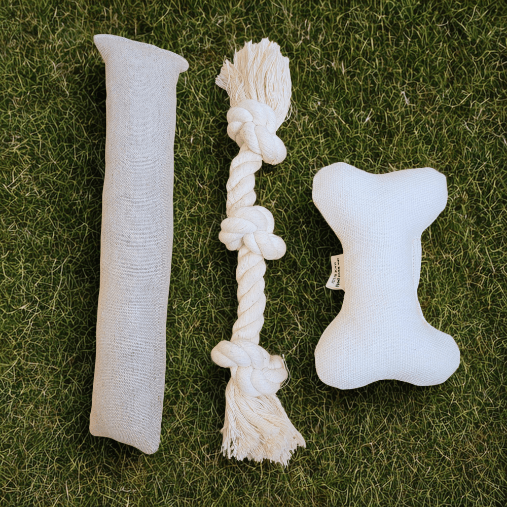 Natural Dog Toy Bundle | Hemp & Organic Cotton Toys for Cuddle, Fetch & Tug - Aware House