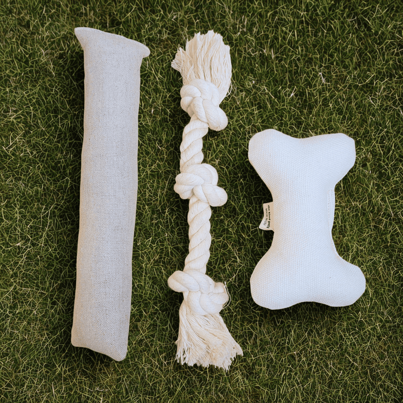 Natural Dog Toy Bundle | Hemp & Organic Cotton Toys for Cuddle, Fetch & Tug-zoom-