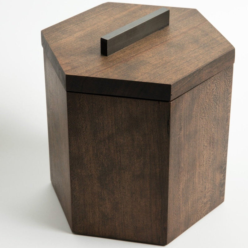 Unique Wooden Ice Bucket in Blackened Cherry-zoom-