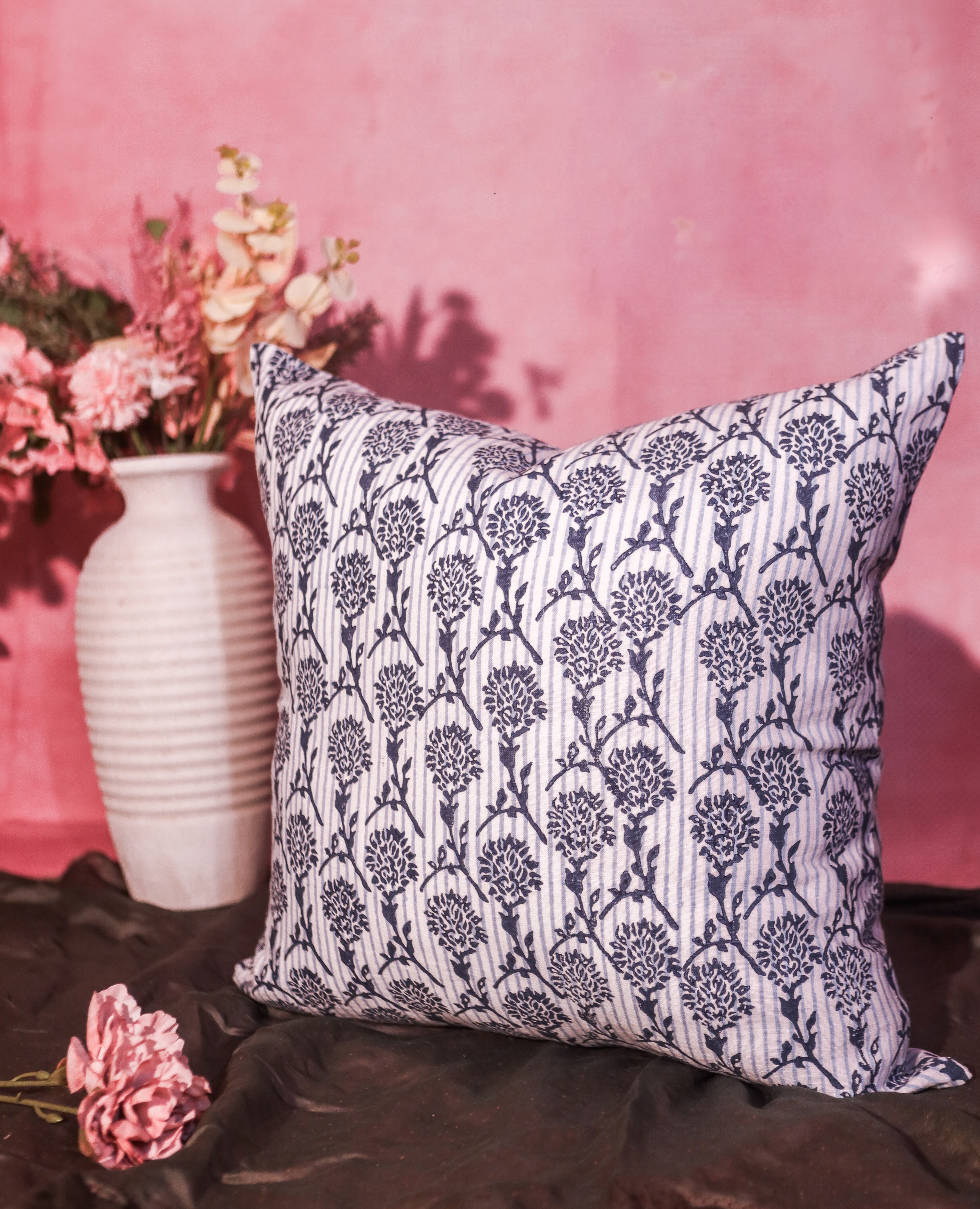 Nikhar Pure Linen Throw Pillow Cover – Azure Blue