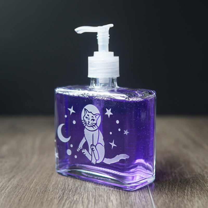 Space Cat Soap Dispenser | Recycled Glass Pump Bottle-zoom-