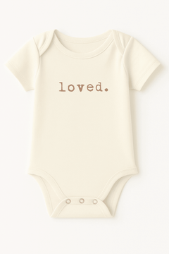 Loved. Clay Organic Cotton Baby Bodysuit Short Sleeve - Aware House