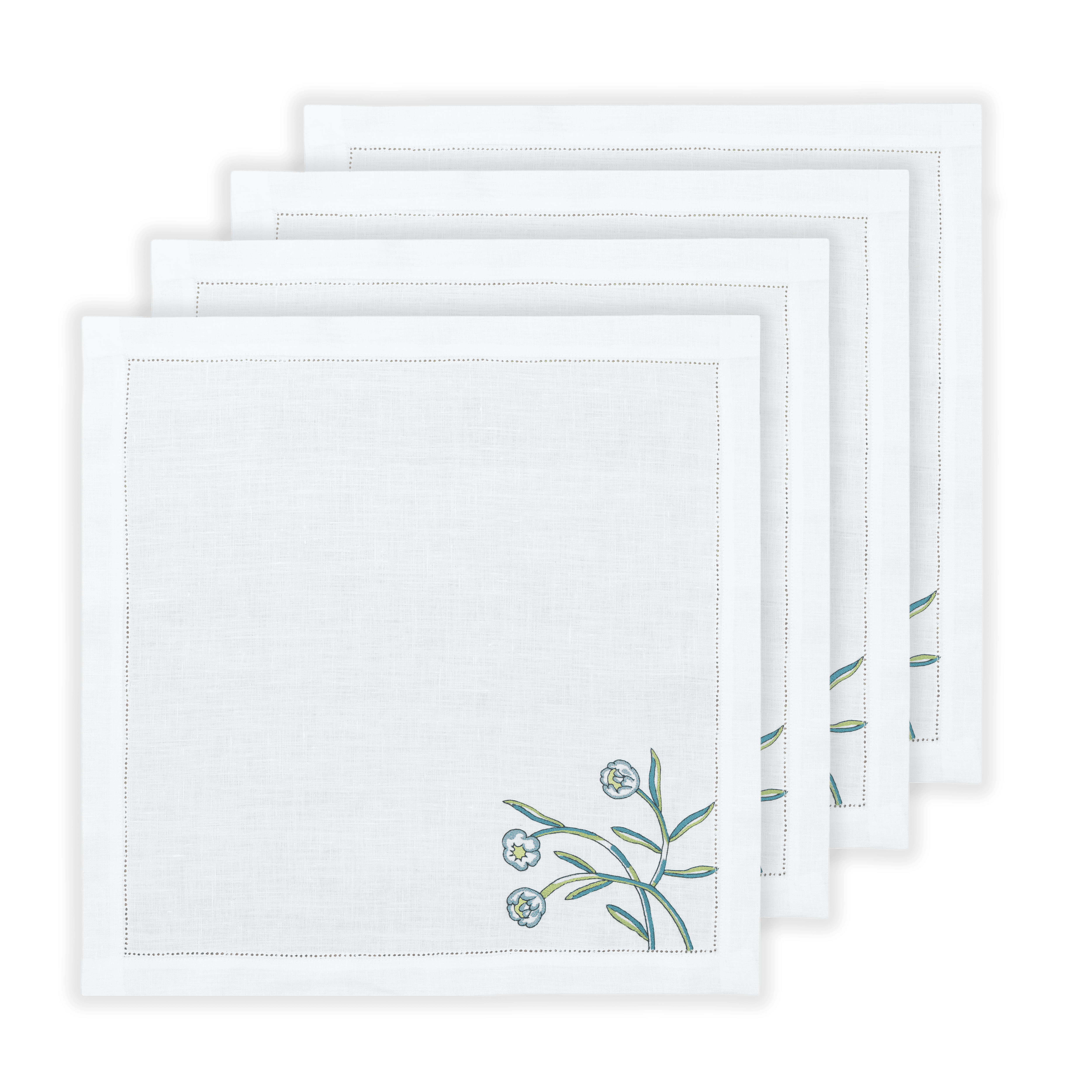 Hand Embroidered Floral Fresco Napkins | Set of 4