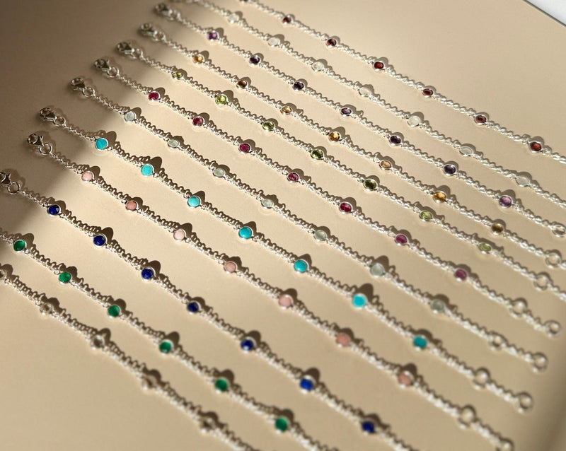August Birthstone Peridot Bracelet | Sterling Silver & Gold Gemstone Jewelry-zoom-