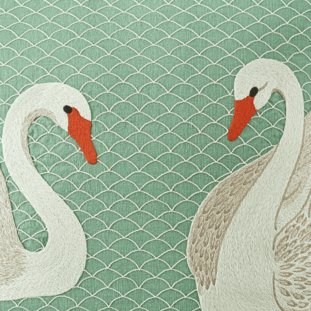 Hand Embroidered Birds Pillow Cover | Swans-2