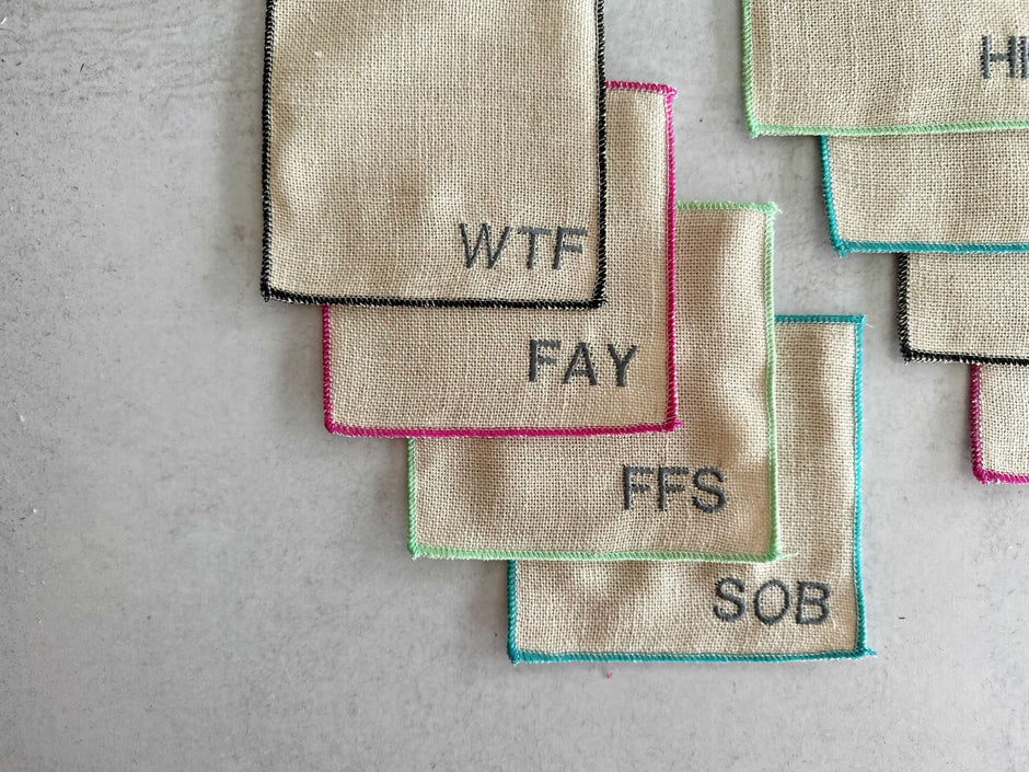 Colorful Sweary Cocktail Coasters | Set of 8