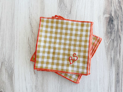 Sweary Coasters in Mini Check | Set of Eight