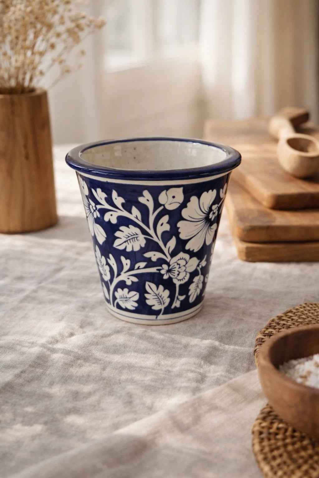 Handcrafted Blue Pottery Planter | Jaipur Hand-Painted-3