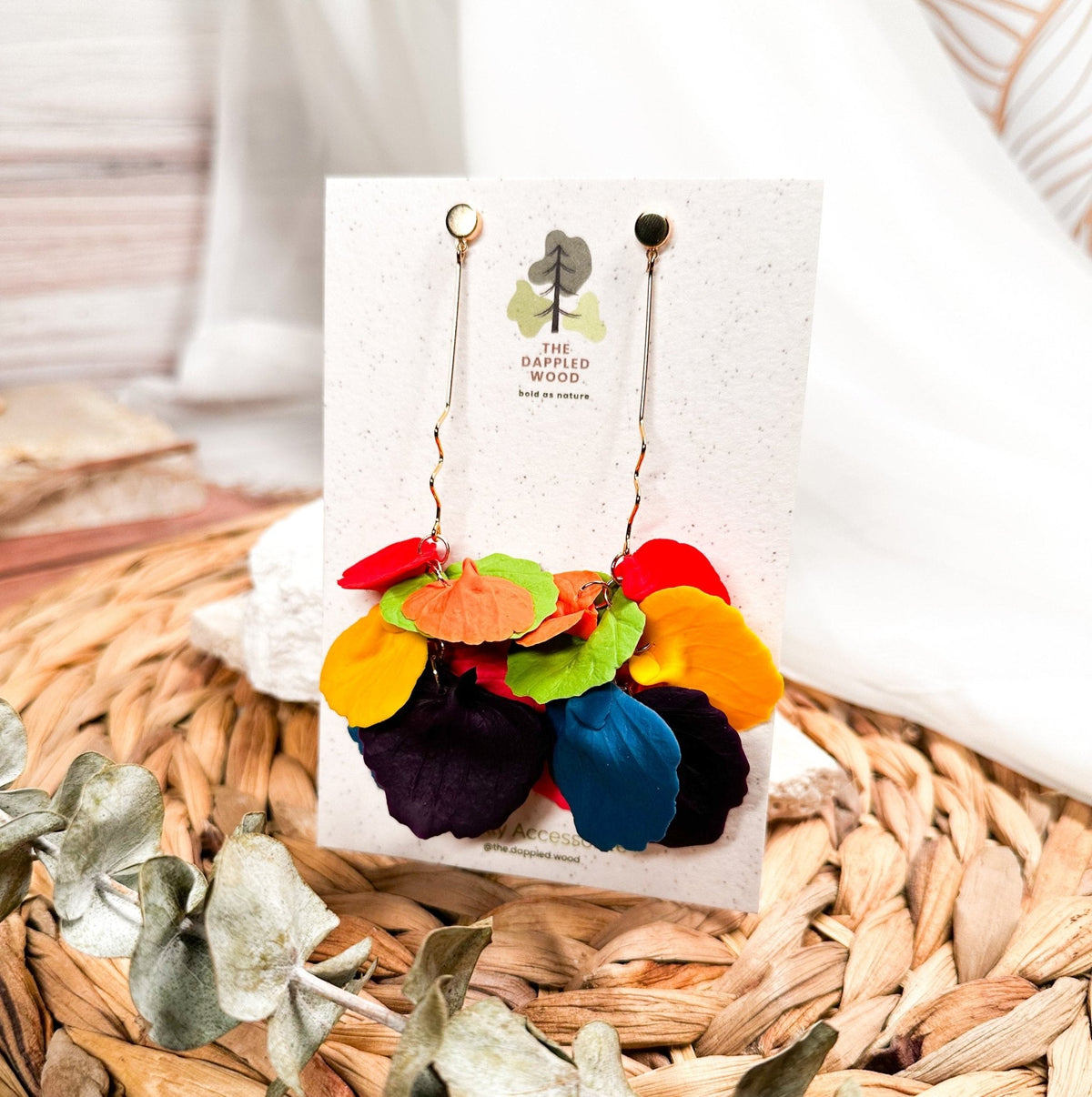 Delilah | Multi-Color Long Petal Drop Earrings-zoom-7