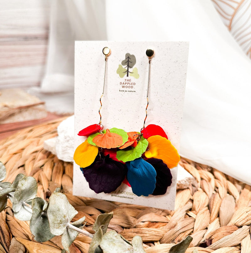 Delilah | Multi-Color Long Petal Drop Earrings-zoom-