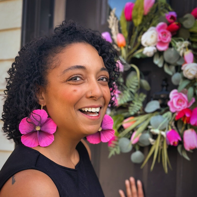 Sabine | Extra Large Flower Statement Earrings-zoom-