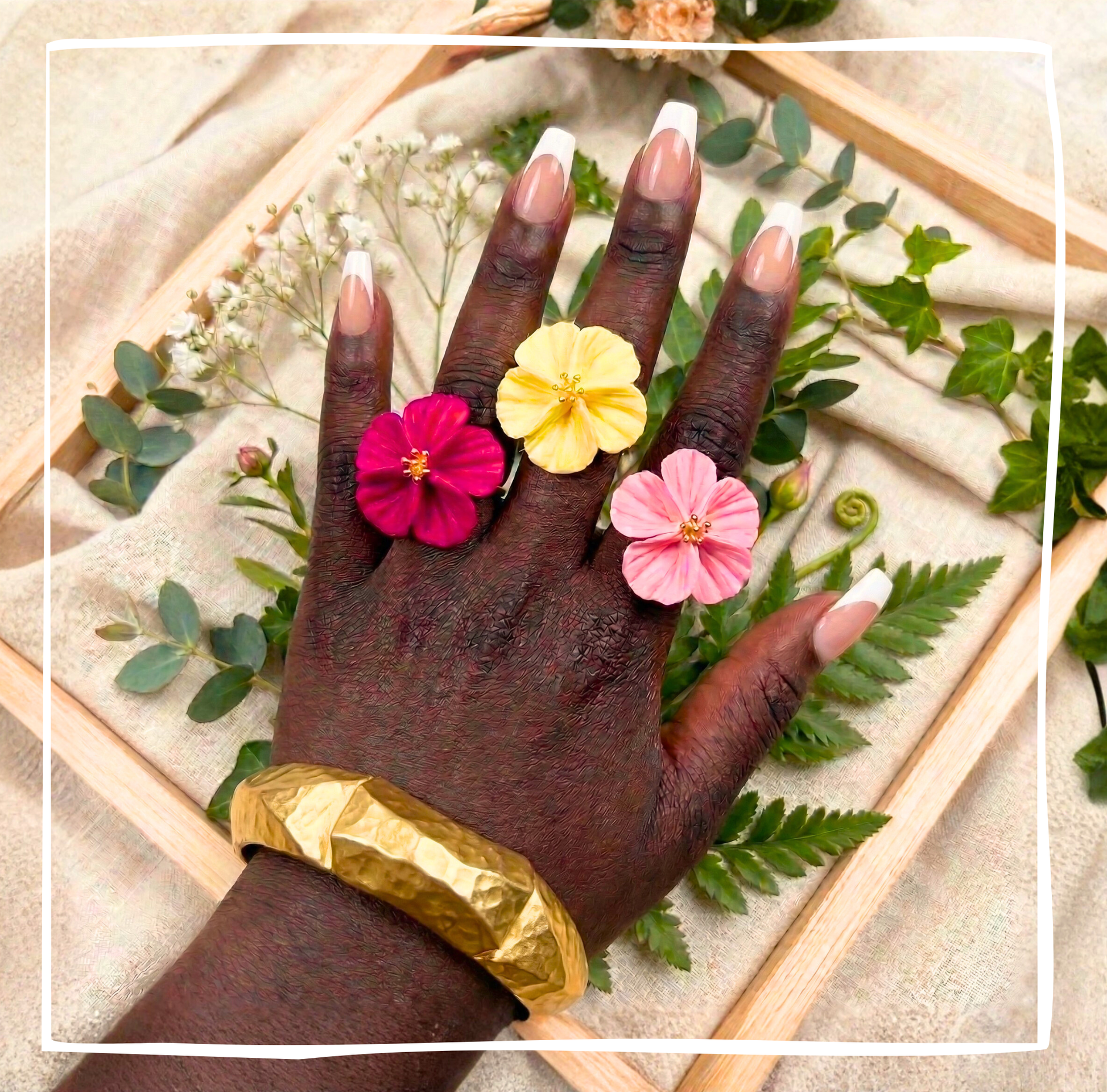 Isadora | Floral Adjustable Cocktail Ring-6