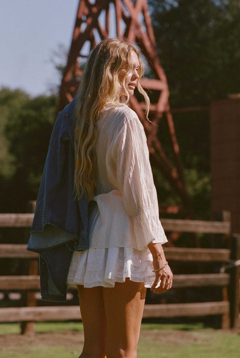 The Lily Top | Crème & Ivory Ruffle Blouse-zoom-