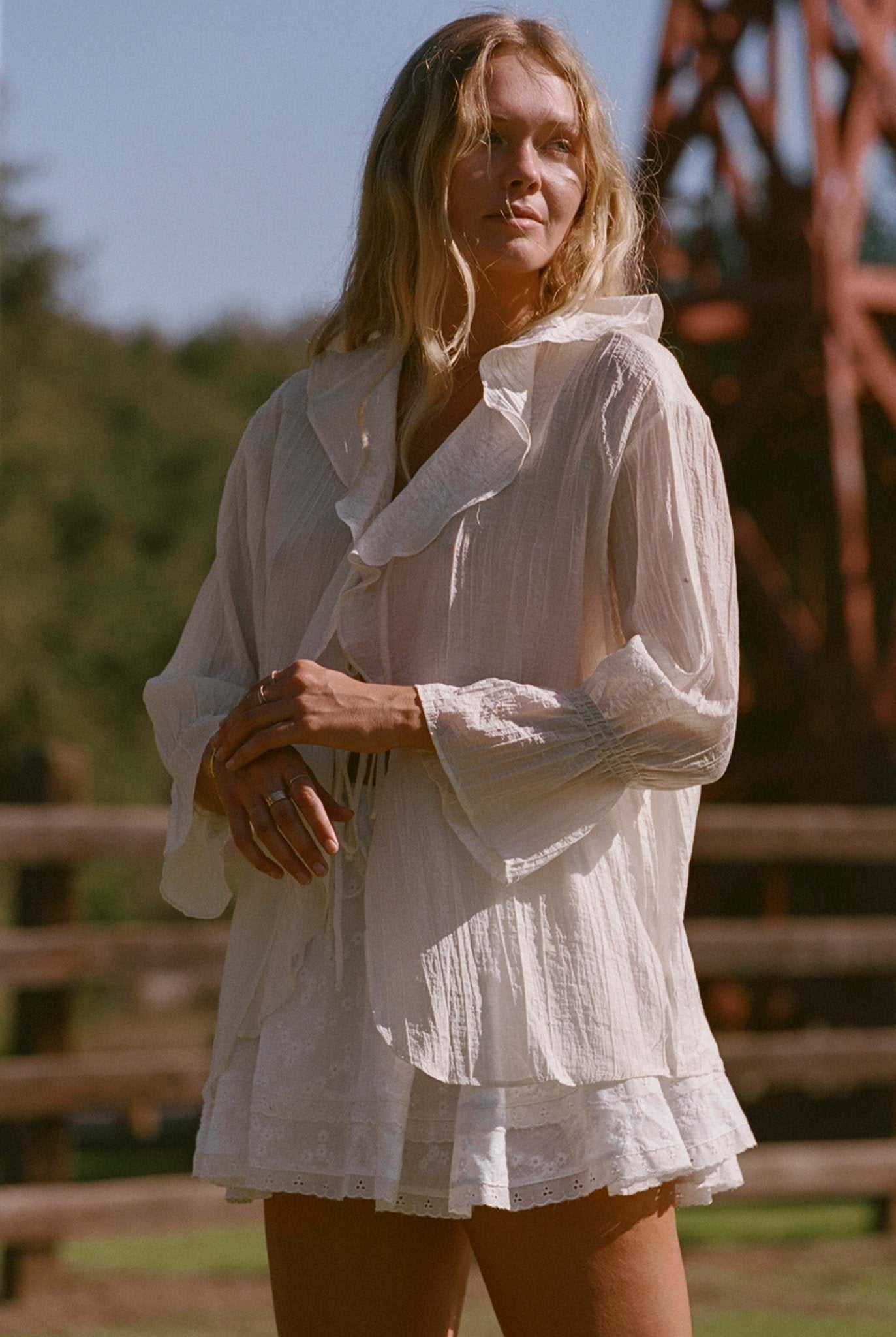 The Lily Top | Crème & Ivory Ruffle Blouse