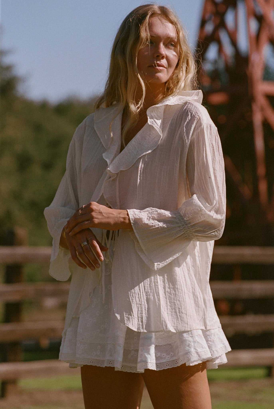 The Lily Top | Crème & Ivory Ruffle Blouse - Aware House - MERRITT CHARLES -