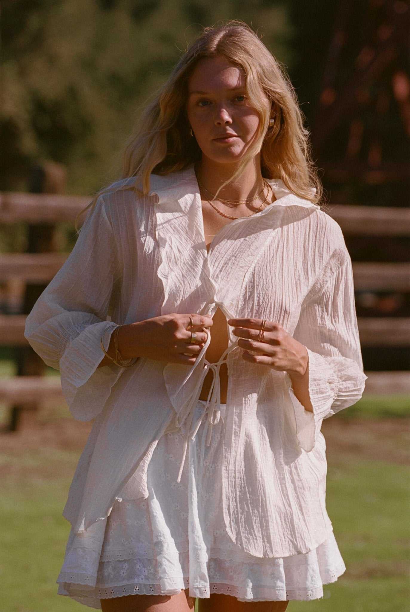 The Lily Top | Crème & Ivory Ruffle Blouse