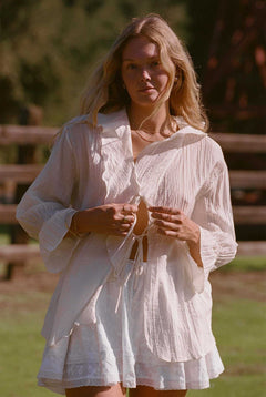 The Lily Top | Crème & Ivory Ruffle Blouse - Aware House - MERRITT CHARLES -