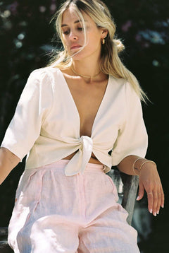 Raw Silk Tie Top | The Phoenix Top - Aware House - MERRITT CHARLES -