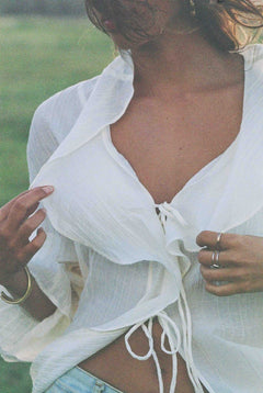 The Lily Top | Crème & Ivory Ruffle Blouse - Aware House - MERRITT CHARLES -