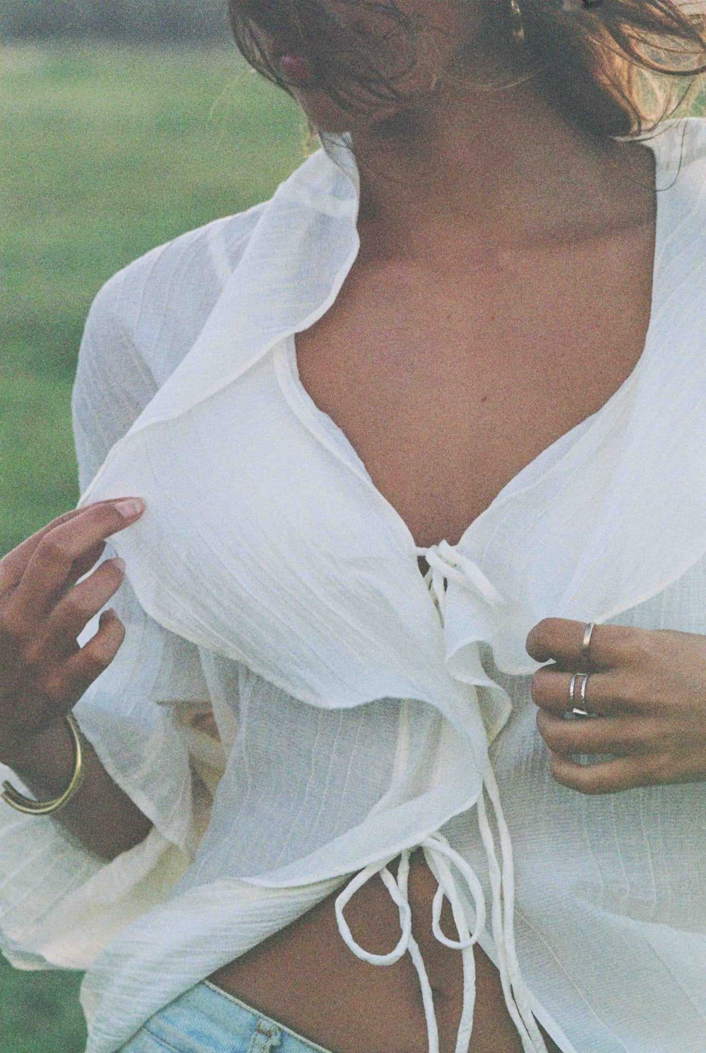 The Lily Top | Crème & Ivory Ruffle Blouse - Aware House - MERRITT CHARLES -