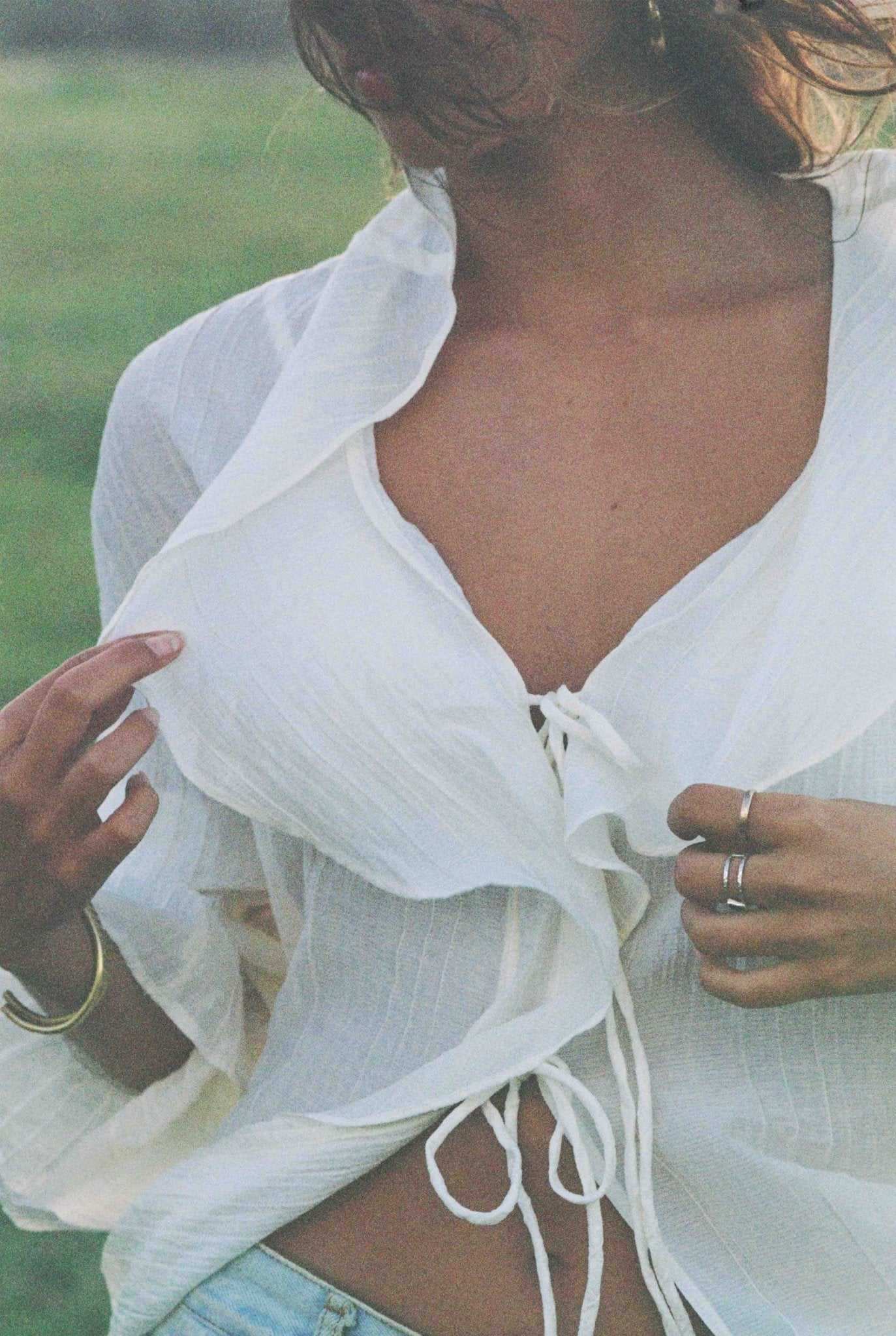 The Lily Top | Crème & Ivory Ruffle Blouse-zoom-8
