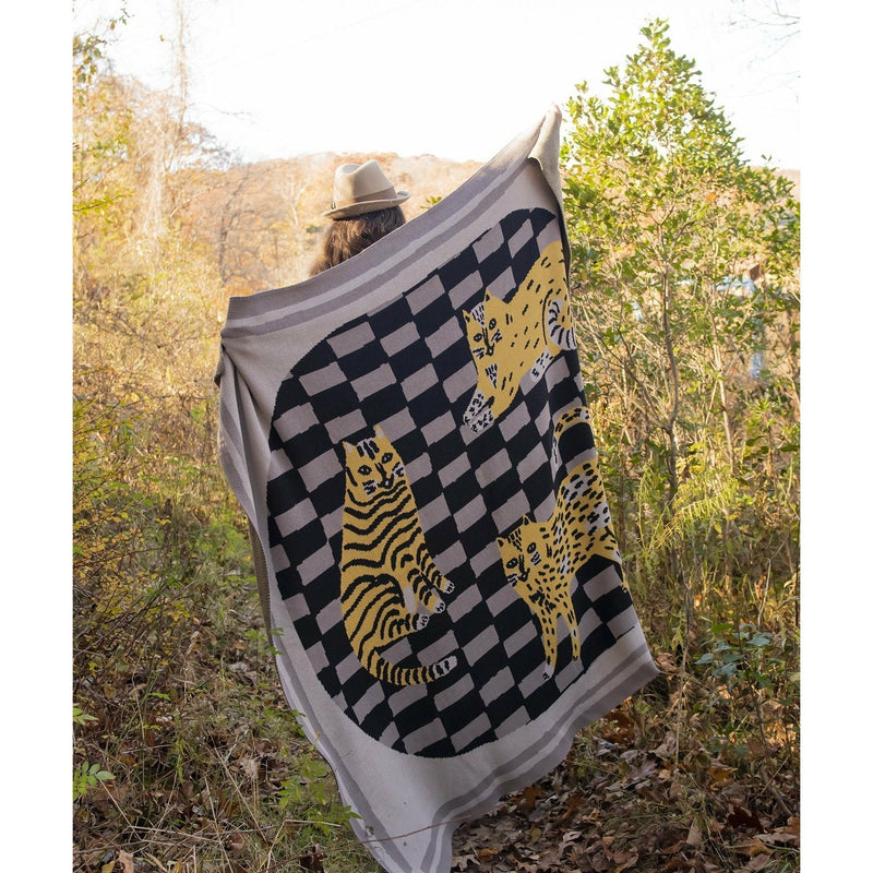 Three of Cats Throw Blanket-zoom-