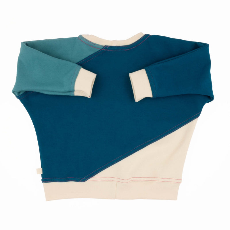 Toddler Diagonal Colorblock Sweatshirt | Soft Organic Cotton Sweatshirt with Bold Colorblocking-zoom-