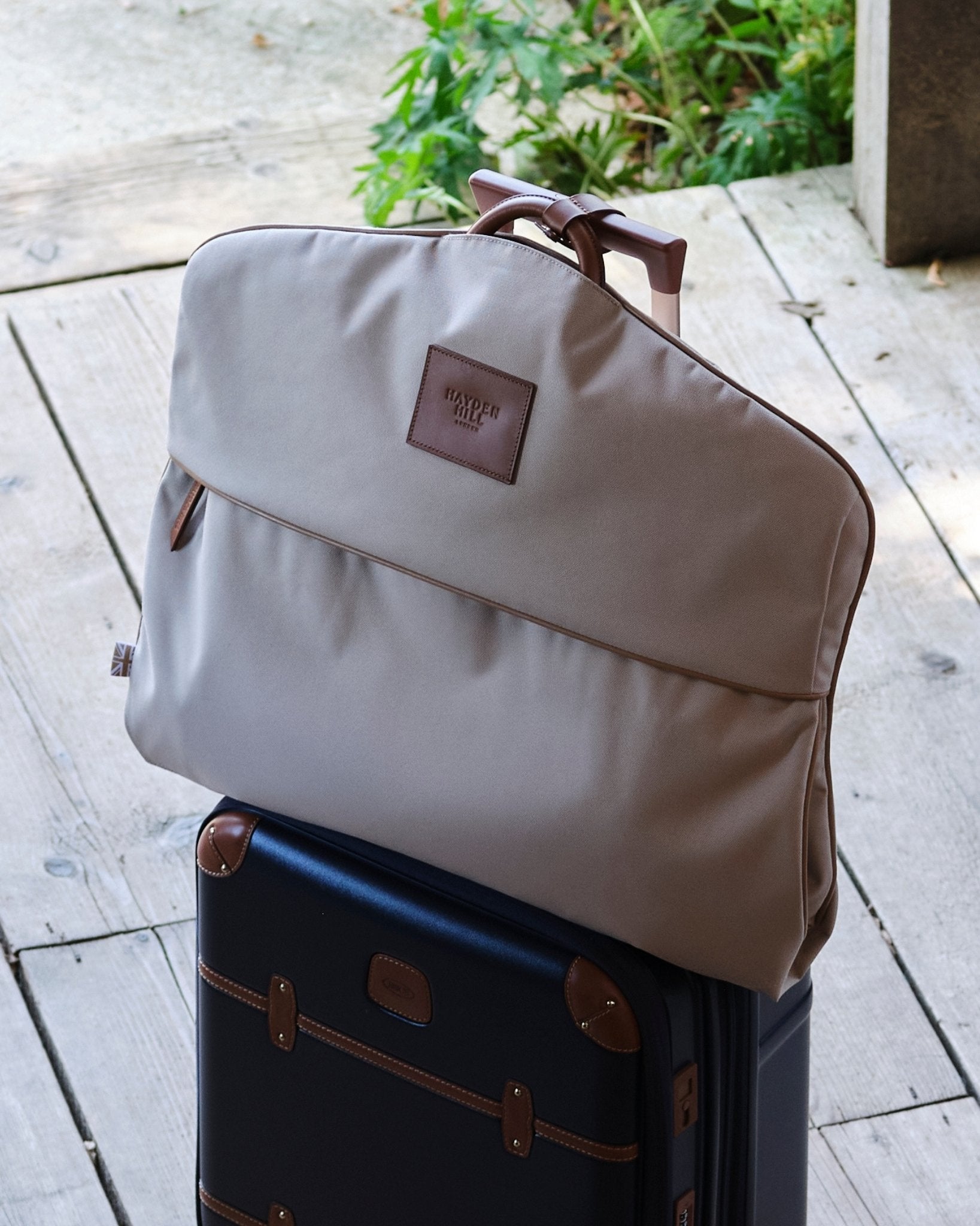 Hayden Hill | UK Recycled Taupe Travel Garment Bag on Aware House