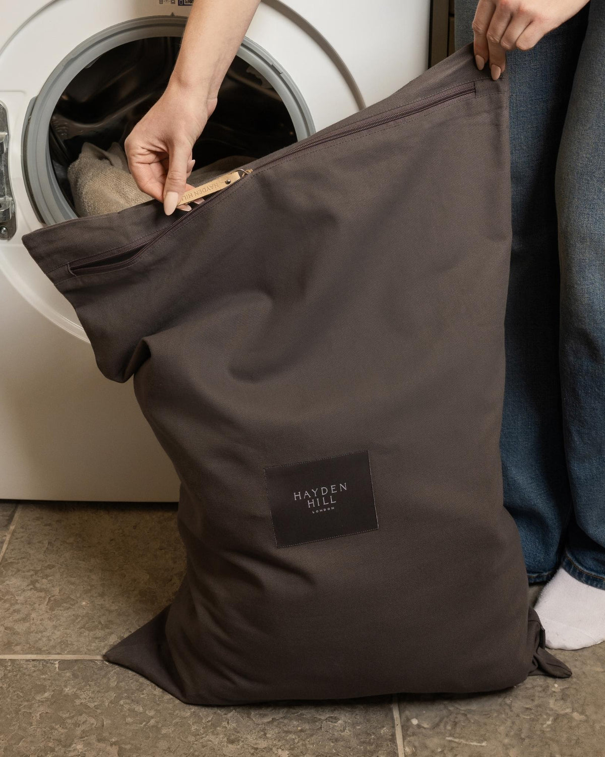 Organic Cotton Travel Laundry Bags Set of 2 in Charcoal Gray-3