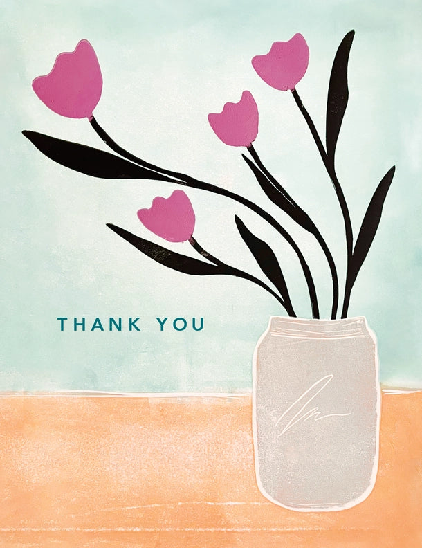 Tulips in Jar Thank You Card-zoom-