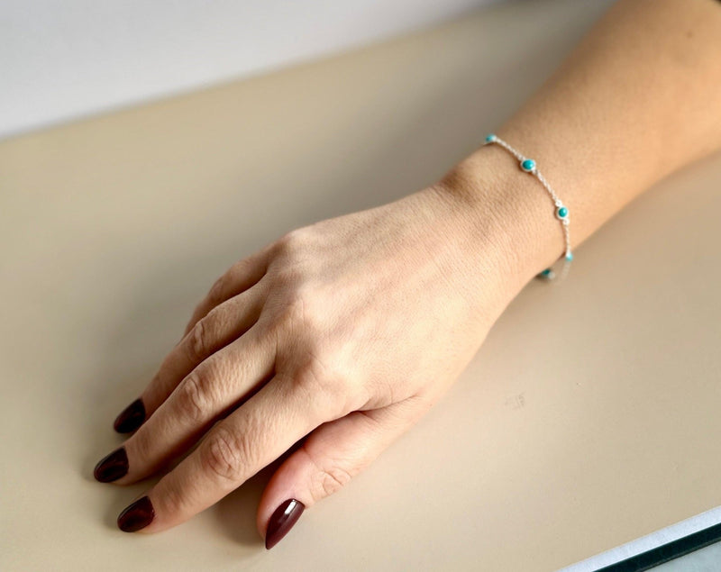December Birthstone Turquoise Bracelet | Sterling Silver Gemstone Jewelry-zoom-