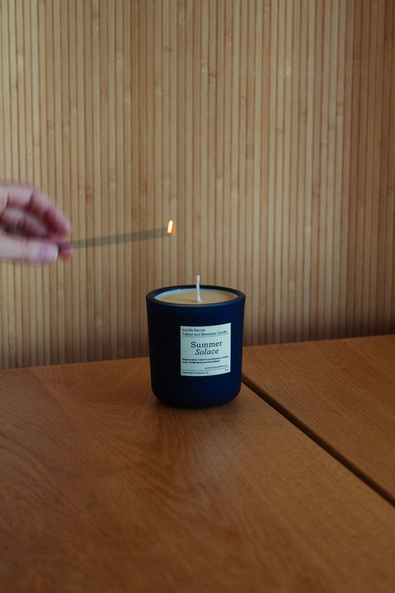 Vanilla Nectar Tallow & Beeswax Candle with Peru Balsam-zoom-