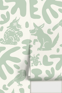 Abstract Animales Wallpaper, mint - Aware House - Samantha Santana Creative - 