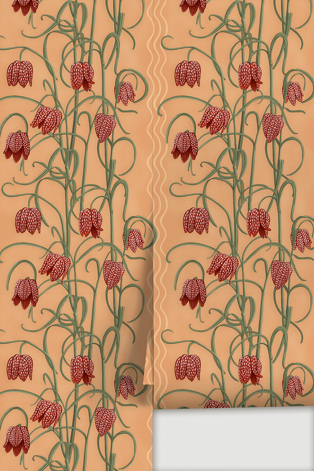 Campanas Wallpaper, Peach and Rust