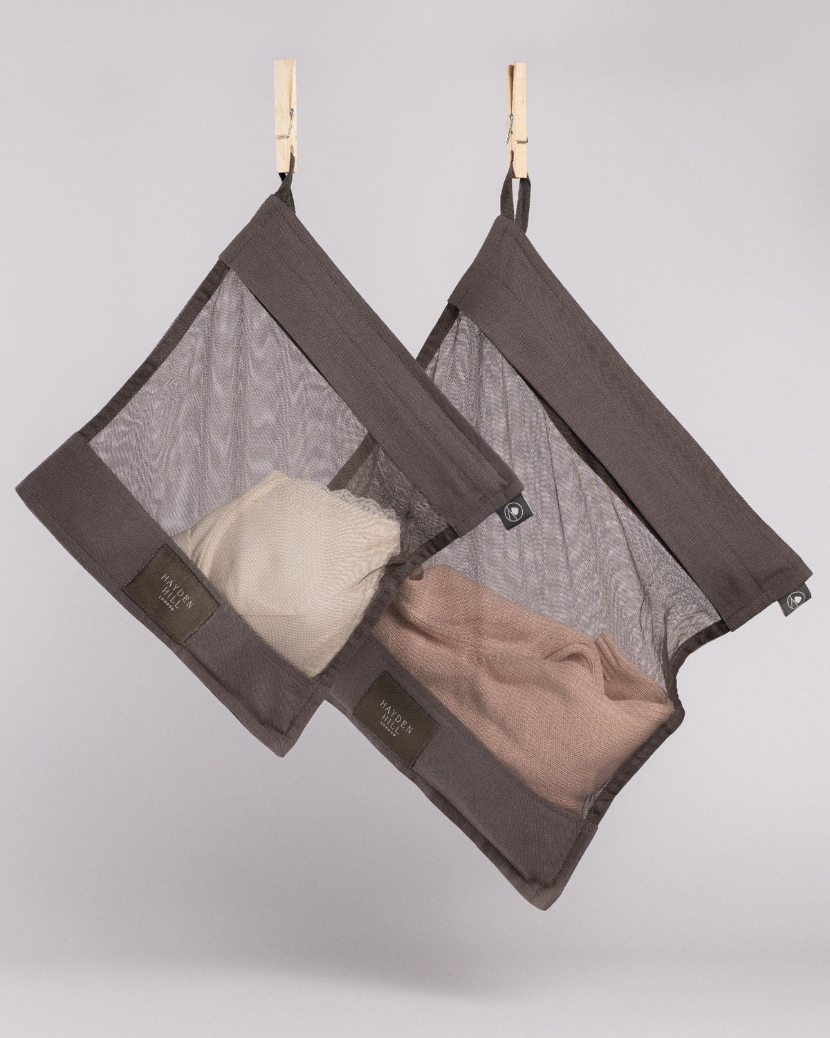 Organic Cotton Wash Bags For Delicates | Set of 2 | Charcoal Gray-zoom-2