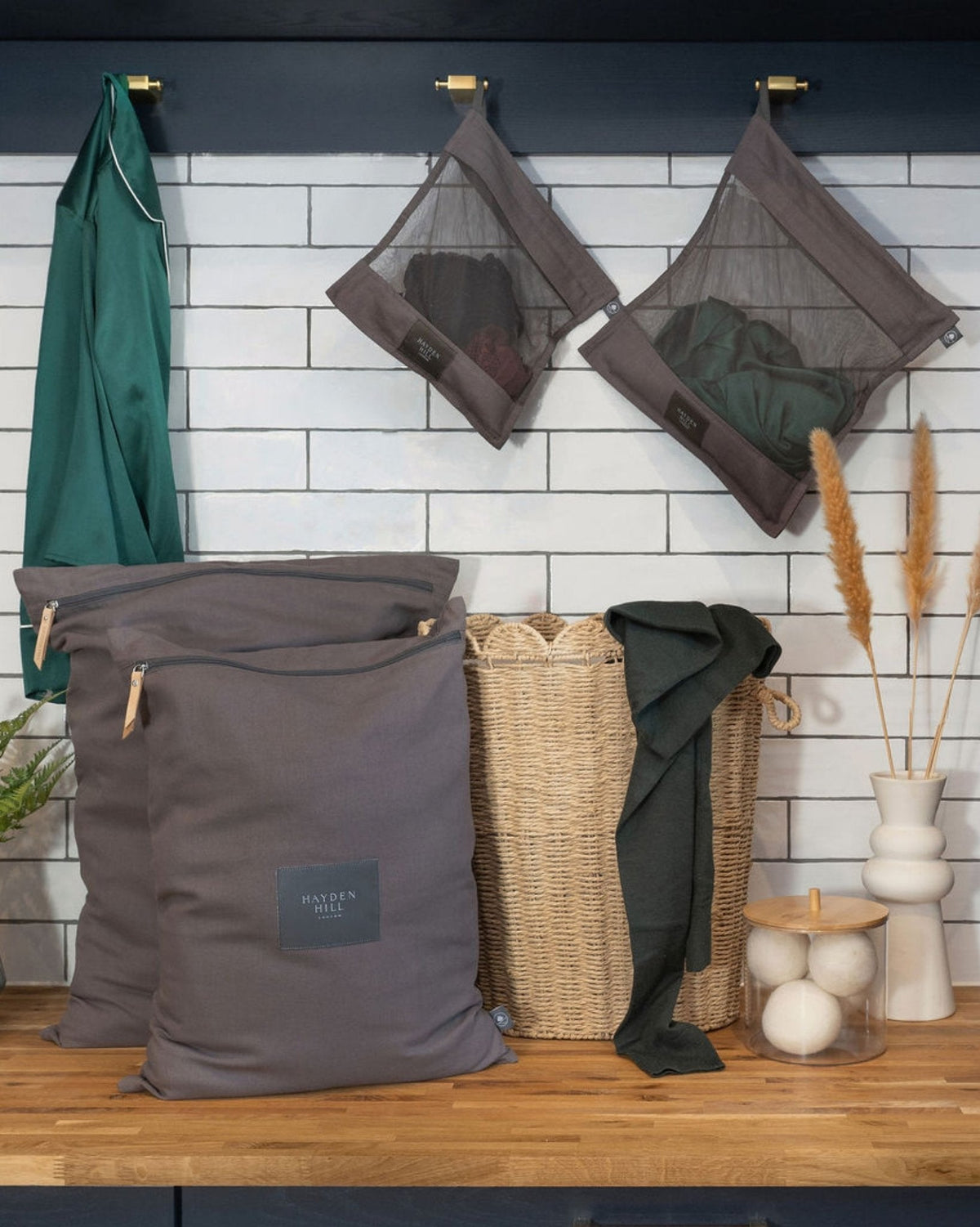 Organic Cotton Wash Bags For Delicates | Set of 2 | Charcoal Gray-5